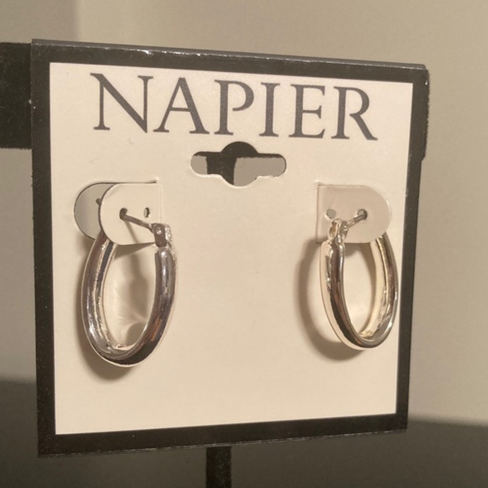 Napier Shiny Silver Oval Earrings